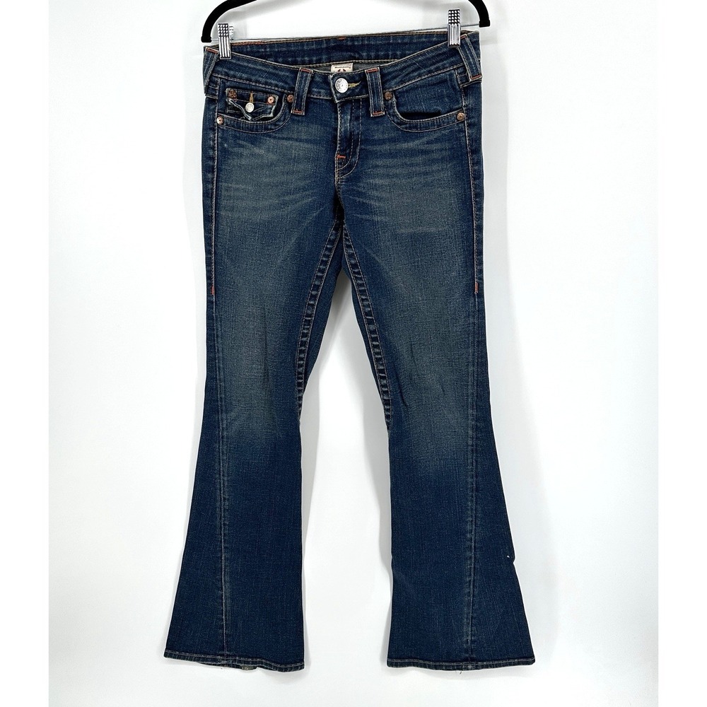 True Religion Joey Jeans Denim Style #10-503 Flare Leg Sz 29 Blue Flap Pockets